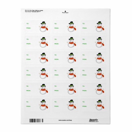 Snowman1 Stickers cadeaux (Feuille entière)