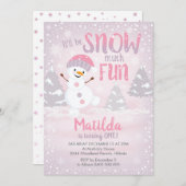 Snowman 1er Anniversaire Invitation Winter Girl (Devant / Derrière)