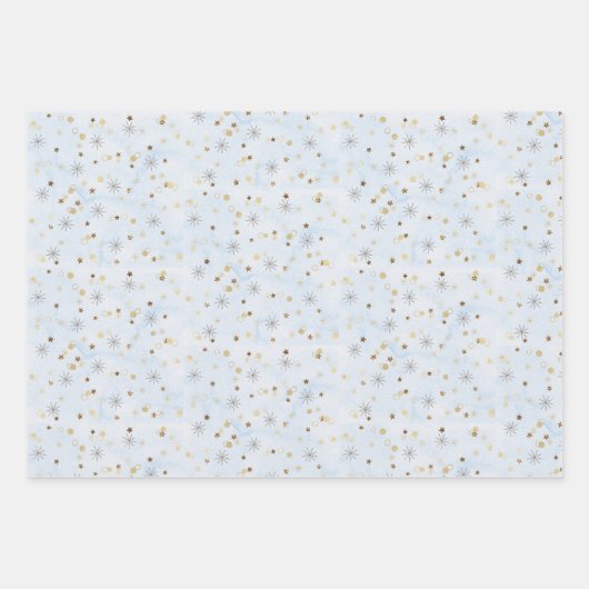 Snowman 3 Sneeuwcoördinerend lichtblauw Inpakpapier Vel (Voorkant 2)