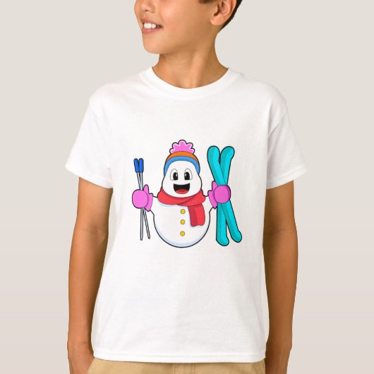 Snowman als Skier met Ski T-shirt (Voorkant)