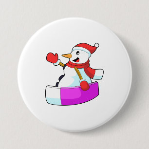 Snowman als Snowboarder met Sonowboard.PNG Ronde Button 7,6 Cm