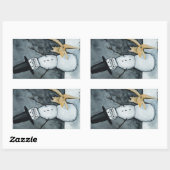 Snowman and dog rechthoekige sticker (Vel)