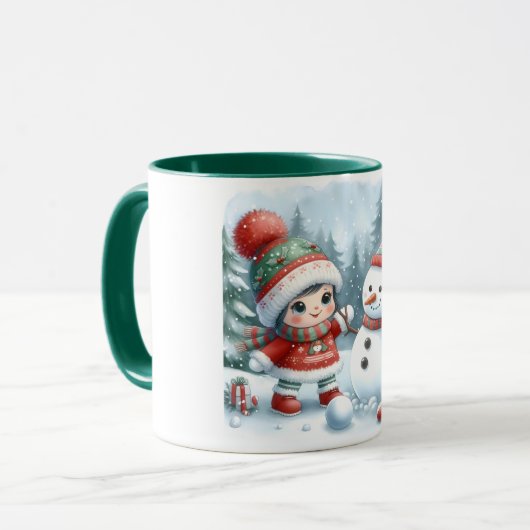 Snowman and Friends Kids Christmas Mug Mok (Voorkant links)