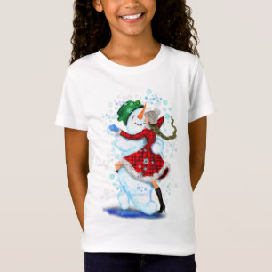 Snowman and Girl Danser Tango Kerstfeest Fun T-shirt