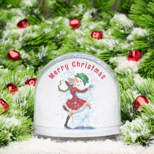 Snowman and Woman Dancers Christmas Snow Globe (Noël)