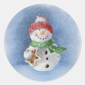 Snowman aquarelle peinture Sticker Classic rond (Devant)