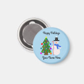 Snowman & Arbre de Noël #3 Magnet rond (Recto/Verso)