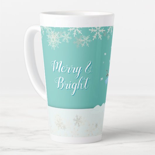 Snowman Art Kerstfeest Merry n Happy Gezegde Latte Mok (Linkerhoek)