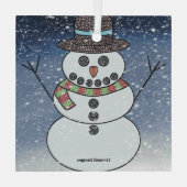 Snowman avec BG - Ornement en verre (Verso)
