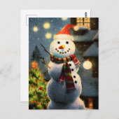 Snowman avec cadeaux carte postale (Devant / Derrière)