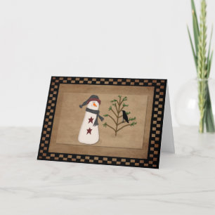 Snowman Avec Carte De Noël Arbre