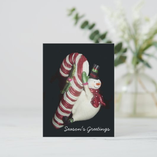 Snowman avec carte postale Sucre de canne (Debout devant)