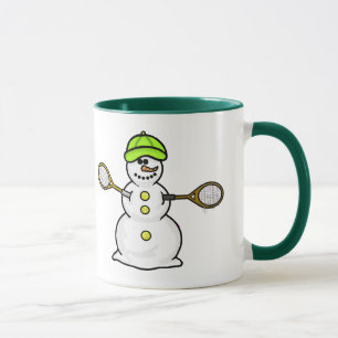 Snowman avec raquettes de tennis Mug de Noël