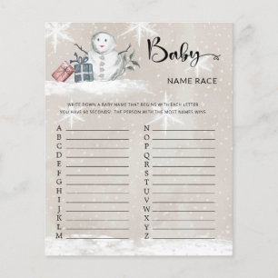 Snowman Baby shower Baby naam Race Game