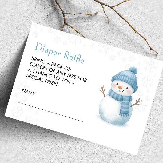 Snowman Baby Shower Diaper Raffle Informatiekaartje