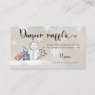 Snowman baby shower diaper raffle informatiekaartje