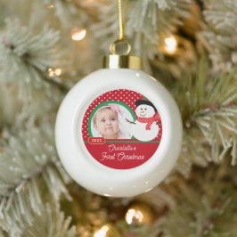 Snowman Baby's eerste kerstfoto Keramische Bal Ornament