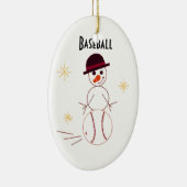 Snowman Baseball Player Keramisch Ornament (Rechts)