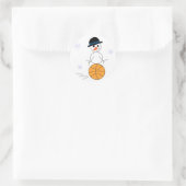 Snowman Basktball Player Ronde Sticker (Tas)