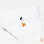 Snowman Basktball Player Ronde Sticker (Envelop)