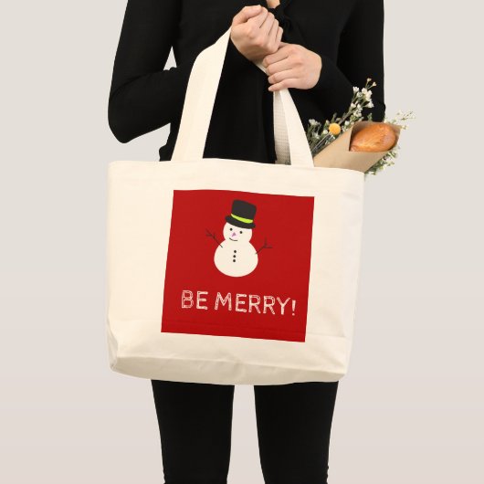 Snowman Be Merry Grote Tote Bag (Voorkant (product))