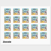 Snowman Beach Bash Vierkante Sticker (Vel)
