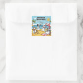 Snowman Beach Bash Vierkante Sticker (Tas)