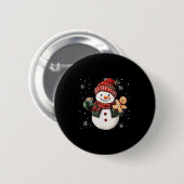 Snowman Beanie Coffee Latte Ginggerbread Merry Chr Ronde Button 5,7 Cm (Voorkant /achterkant)