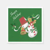 Snowman Bells Kerstmis Servet (Voorkant)