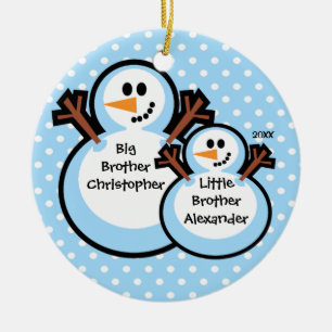 Snowman Big & Little Brother kerstversiering Keramisch Ornament