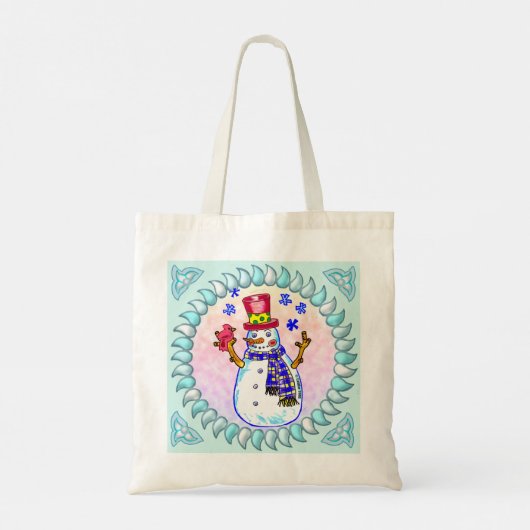 Snowman Bird Vriend canvas tassen, Tote Bag (Achterkant)