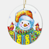 Snowman Birdman Keramisch Ornament (Links)