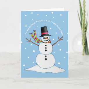 Snowman (blauwe achtergrond) Postage Feestdagen Kaart