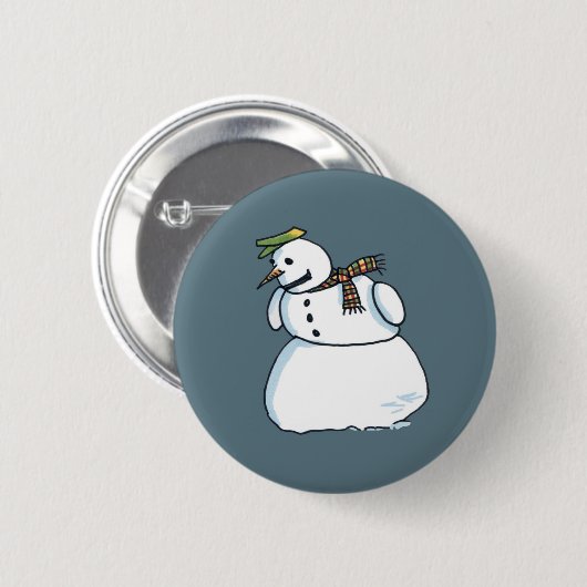 Snowman blauwe knop ronde button 5,7 cm (Voorkant /achterkant)