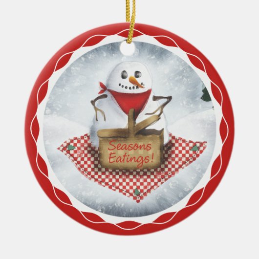 Snowman Blizzard Picnic Kerstboom ornament (Voorkant)