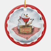 Snowman Blizzard Picnic Kerstboom ornament (Achterkant)