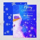 Snowman Blue Magical Winter Kerstmis Feestdagenkaart (Voorkant / Achterkant)
