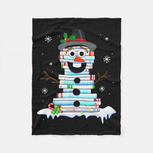 Snowman Book Stack Librarian Book Lover Christmas  Fleece Deken (Voorkant)