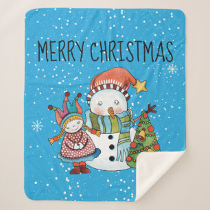 Snowman, boom en kleine meid, Sherpa Blanket Deken