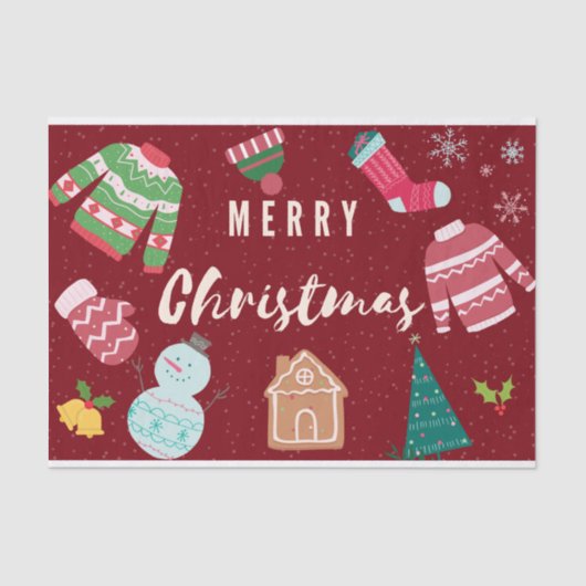 Snowman, boom, kerstgebreide truien tissuepapier (Voorkant)