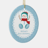 Snowman Boy Personalized Baby's First Kerstmis Keramisch Ornament (Rechts)