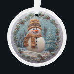 Snowman brodé<br><div class="desc">L'effet Broderie fait de ce bonhomme de neige un ornement époustouflant pour votre arbre de Noël ou pour un cadeau de Noël. Ajoutez un nom sur le devant que vous voulez personnaliser !</div>