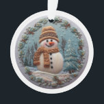 Snowman brodé<br><div class="desc">L'effet Broderie fait de ce bonhomme de neige un ornement époustouflant pour votre arbre de Noël ou pour un cadeau de Noël. Ajoutez un nom sur le devant que vous voulez personnaliser !</div>