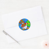 Snowman Broom kerstboom Ronde Sticker (Envelop)