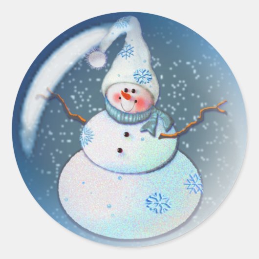 SNOWMAN BUBBLE 4 van SHARON SHARPE Ronde Sticker (Voorkant)