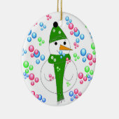Snowman Bubble Mania Keramisch Ornament (Rechts)