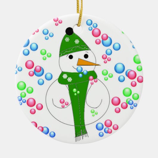 Snowman Bubble Mania Keramisch Ornament (Voorkant)