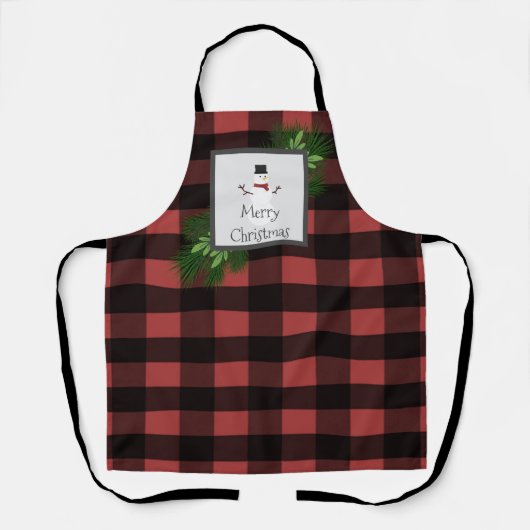 Snowman Buffalo a effectué Noël | Tablier rouge no (Recto)