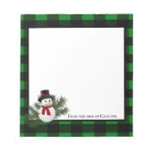 Snowman Buffalo Plaid Bloc-notes personnalisé (Devant)