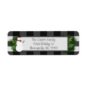 Snowman Buffalo Plaid Étiquettes de adresse (Devant)